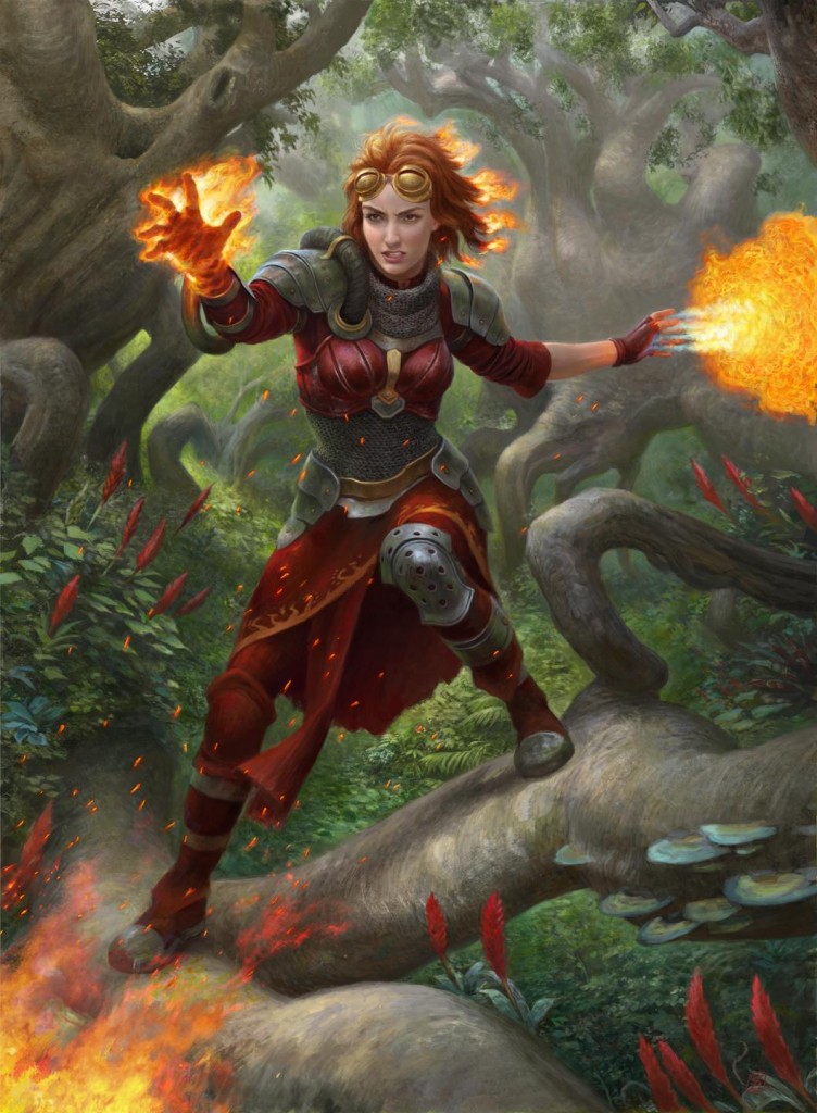 MtG Art: Chandra, Bold Pyromancer from Dominaria Set by Zack Stella