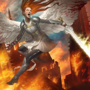 Flameblade Angel - Shadows over Innistrad Art