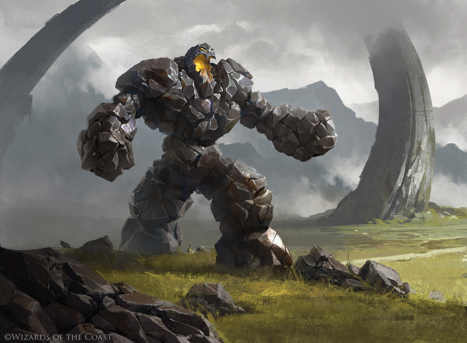 Howling Golem - Dominaria MtG Art