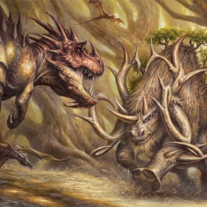 Charge of the Forever-Beast - Ikoria MtG Art