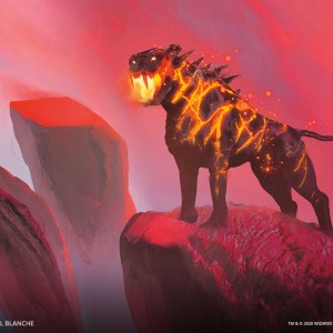 Akoum Hellhound Variant - Zendikar Rising MtG Art