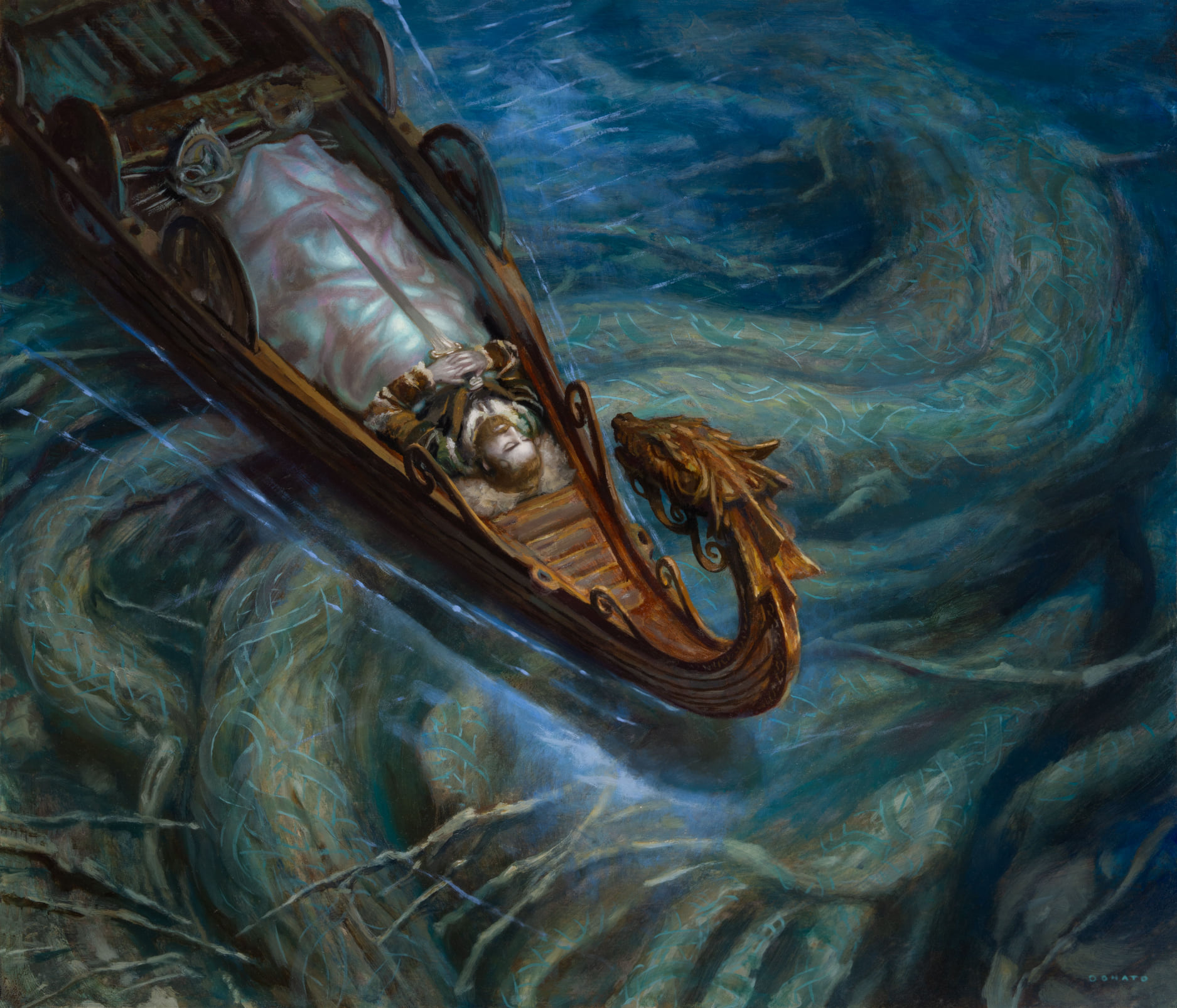 Funeral Longboat - Kaldheim MtG Art