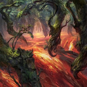 Fire-Lit Thicket (Expeditions) - Battle for Zendikar MtG Art