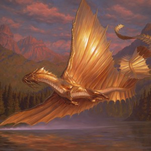 Adult Gold Dragon - Adventures in the Forgotten Realms MtG Art