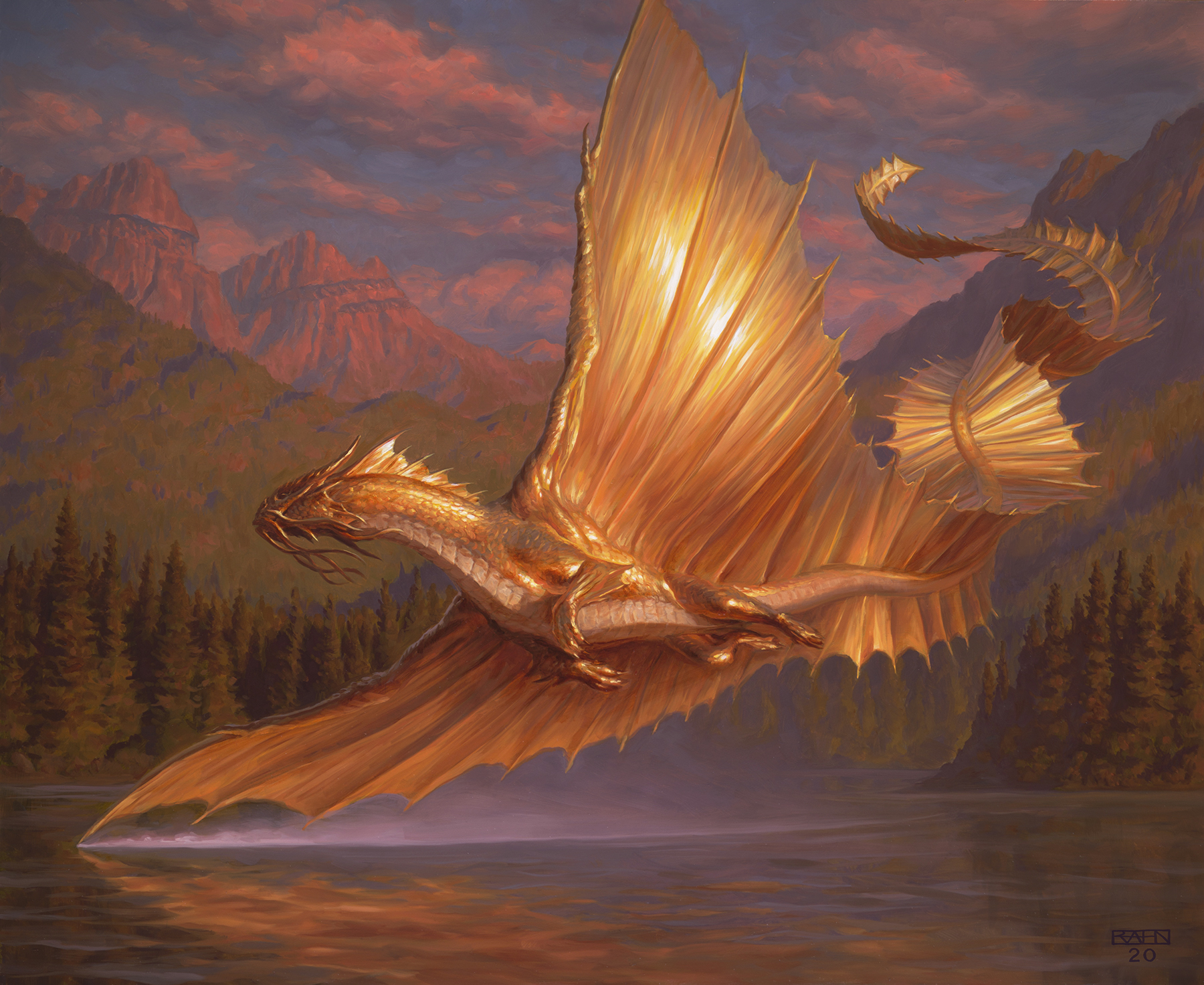 Adult Gold Dragon Mtg Art From Adventures In The Forgotten Realms Set