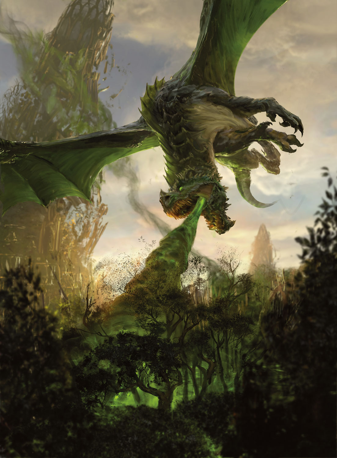 Green Dragon MtG Art from Adventures in the Realms Set by