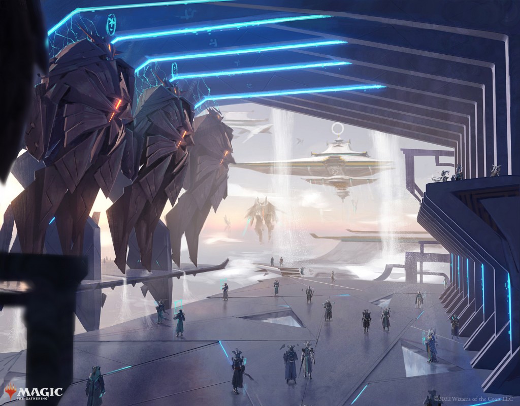 Mech Hangar Mtg Art From Kamigawa Neon Dynasty Set By Julian Kok Joon