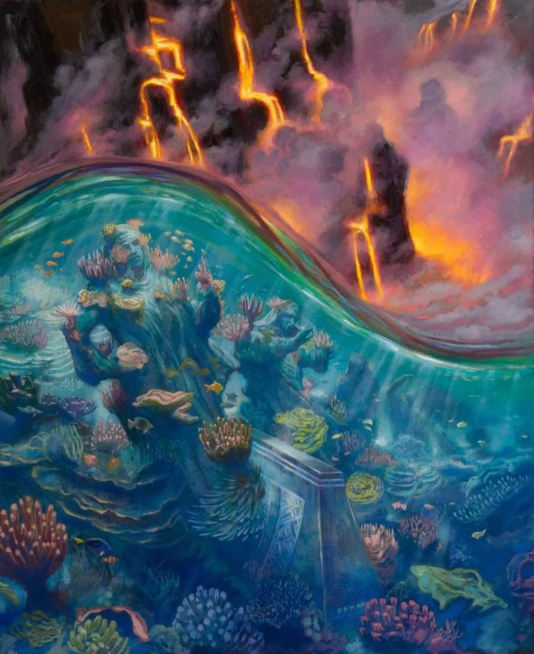 Shivan Reef (Variant) - Dominaria United MtG Art