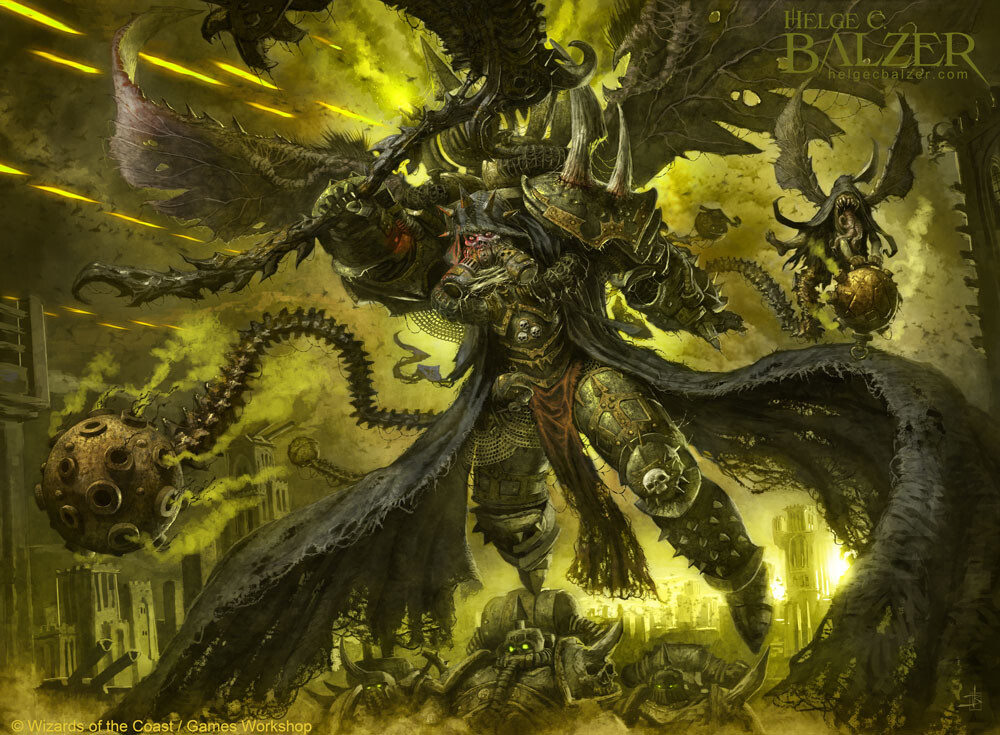 Mortarion, Daemon Primarch MtG Art from Warhammer 40000 Set by