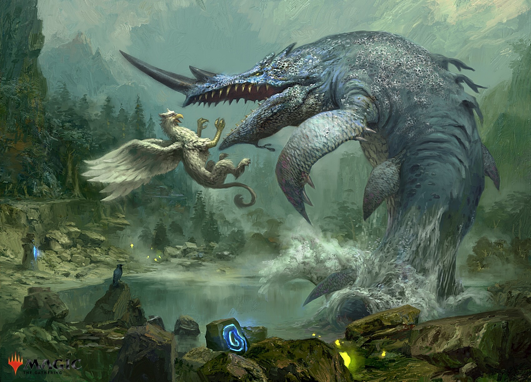 Horned Loch-Whale MtG Art from Wilds of Eldraine Set by Simon